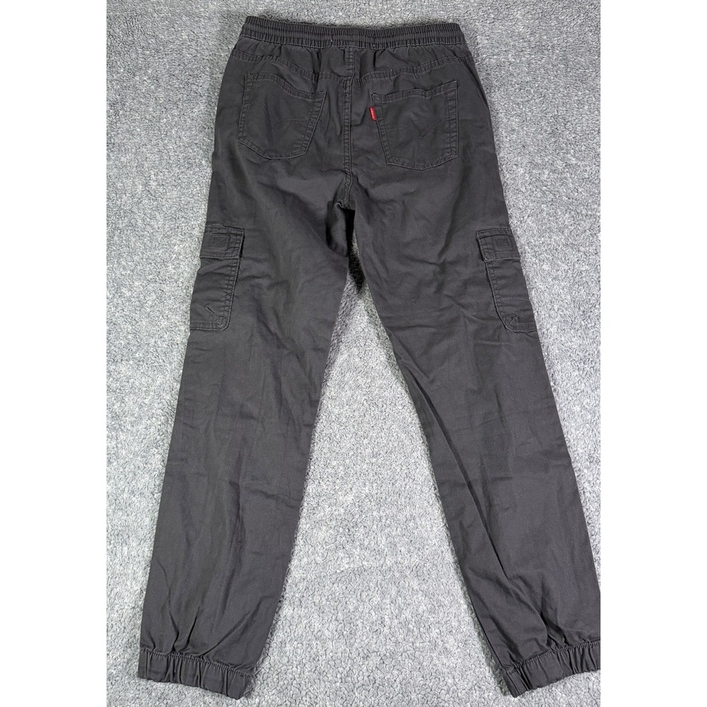 Levis Pants Youth Boys L‎ Black Cargo Jogger Elastic Cuffs Drawstring 28" Inseam - Picture 2 of 7